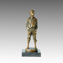 Kinder Statue Pfeife Junge Bronze Skulptur, V. Szczeblewski TPE-455